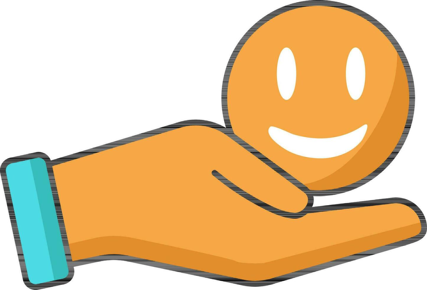 contento emoji participación mano icono en naranja color. vector