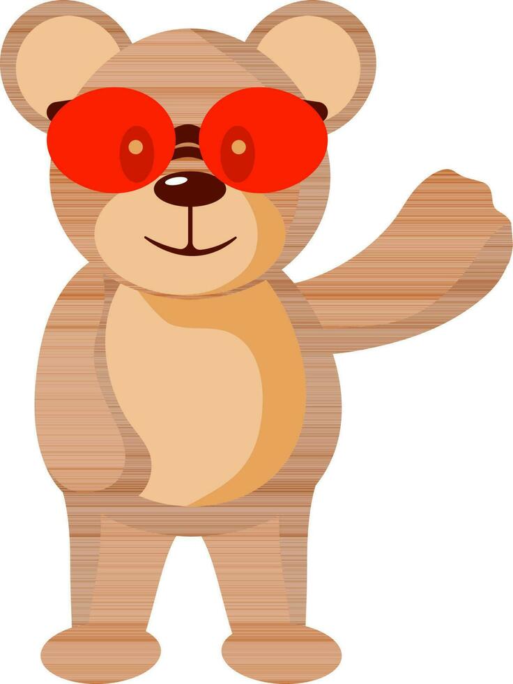 Cool Bear Character In Brown And Red Color. vector