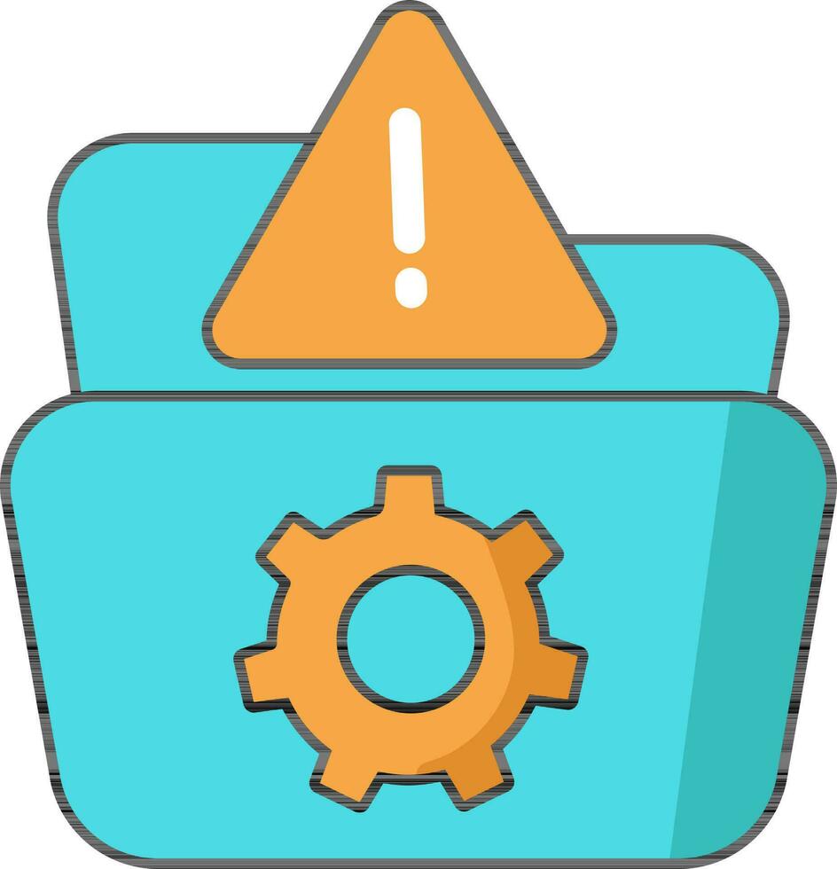 Warning Setting Folder Orange And Turquoise Icon. vector