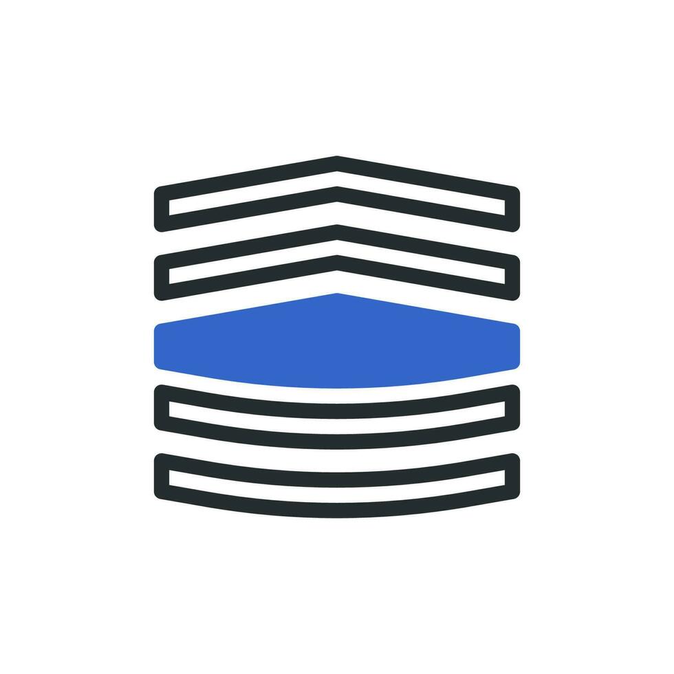 Insignia icono duotono azul gris color militar símbolo Perfecto. vector