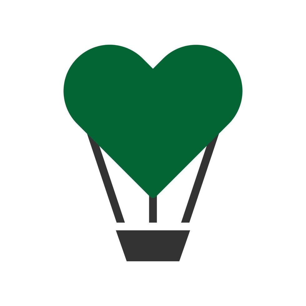 Air balloon love icon solid grey green style valentine illustration symbol perfect. vector