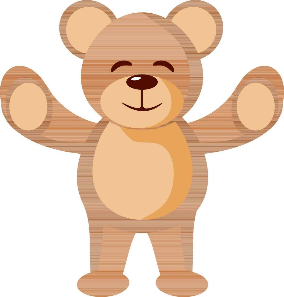 Cheerful Bear Character Icon In Brown Color. vector