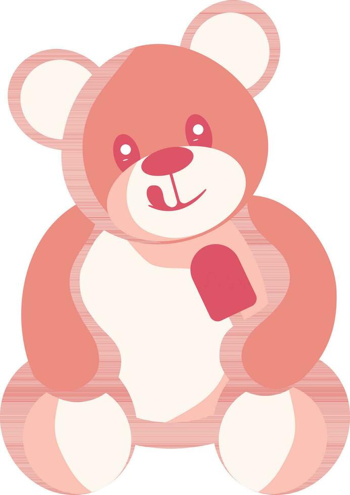 linda osito de peluche oso personaje participación hielo crema en rojo color. vector