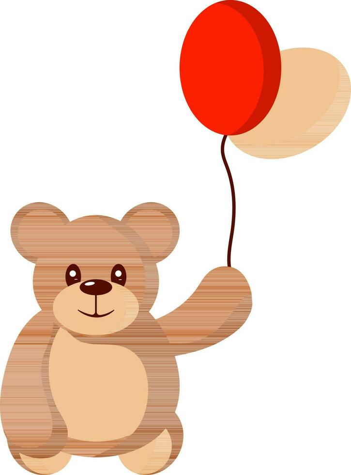 Illustration Of Cute Teddy Bear Holding Balloons Icon. vector