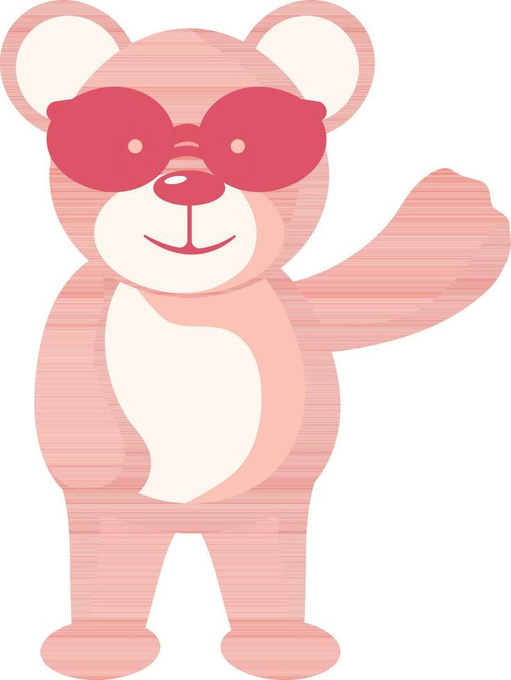 Cool Bear Character In Red Color. vector