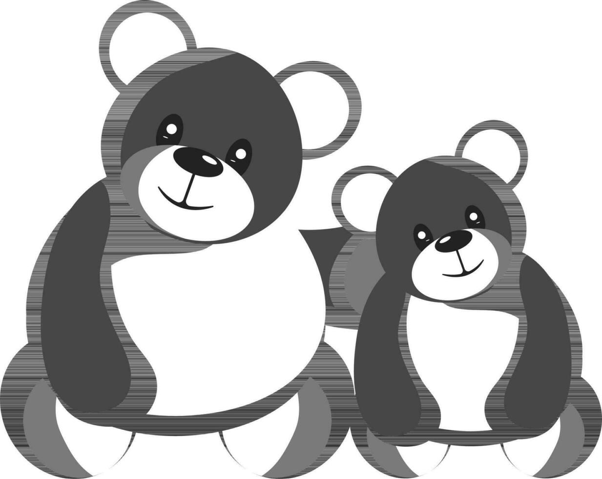 ilustración de dos osito de peluche oso icono en gris y blanco color. vector
