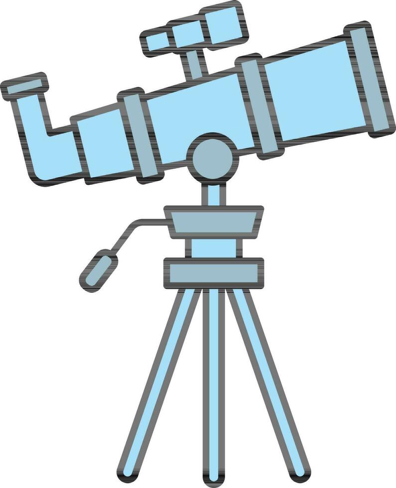 Illustration of Blue Color Telescope Icon in Flat Style. vector