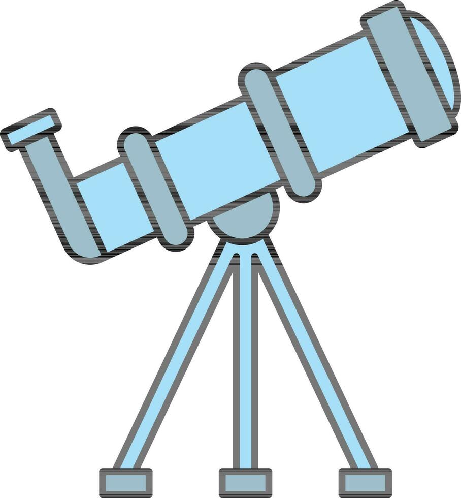 Illustration of Tripod Telescope Icon in Blue Color Flat Style. vector
