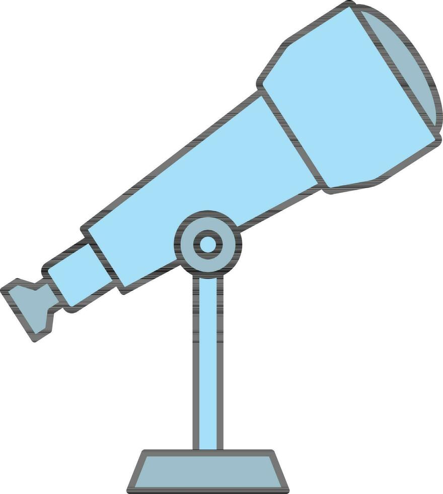 ilustración de telescopio icono en azul color plano estilo. vector