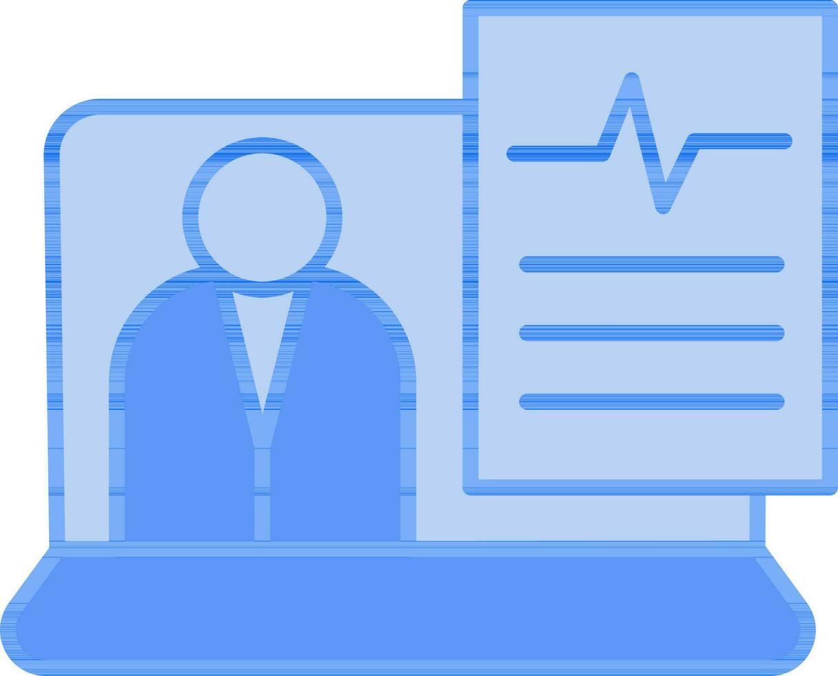 Patient Medical Report In Laptop Icon. vector