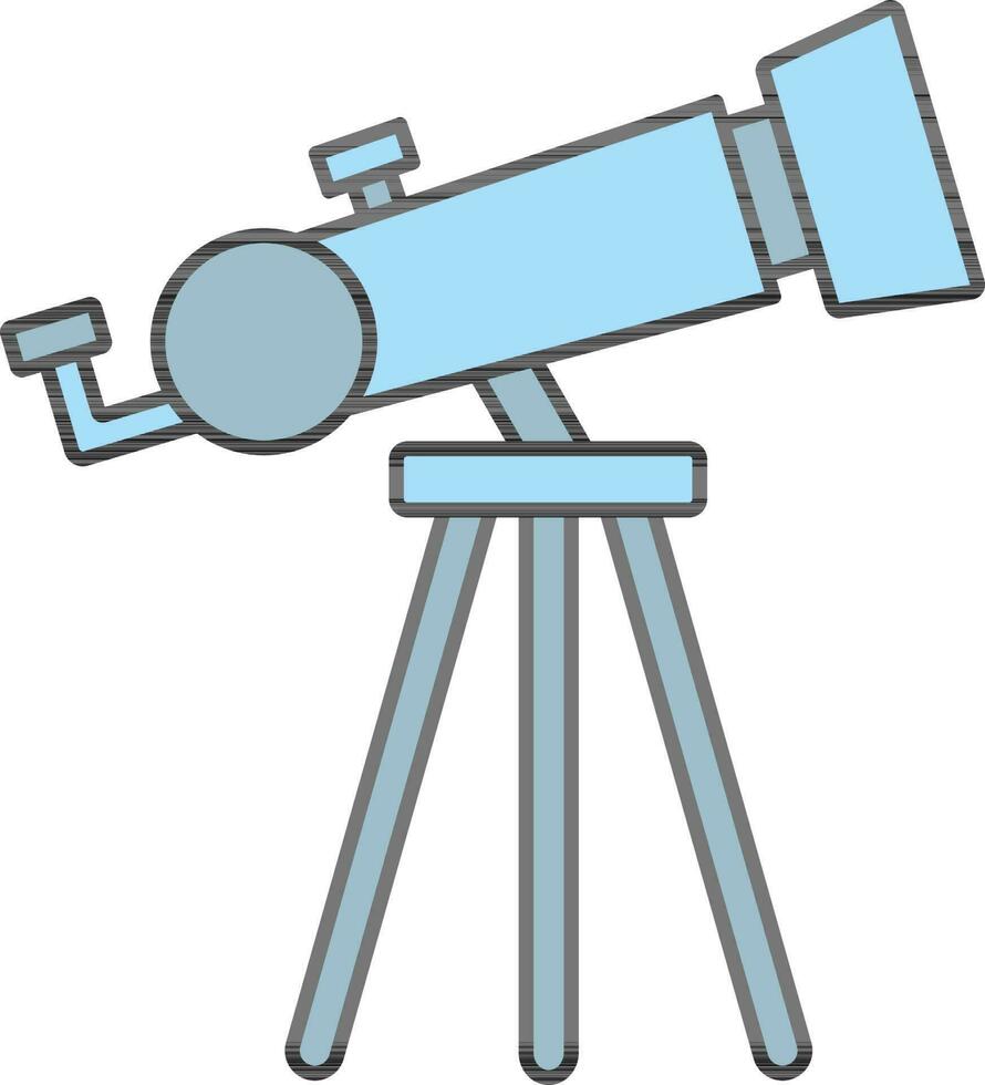 Tripod Telescope Icon in Blue Color Flat Style. vector