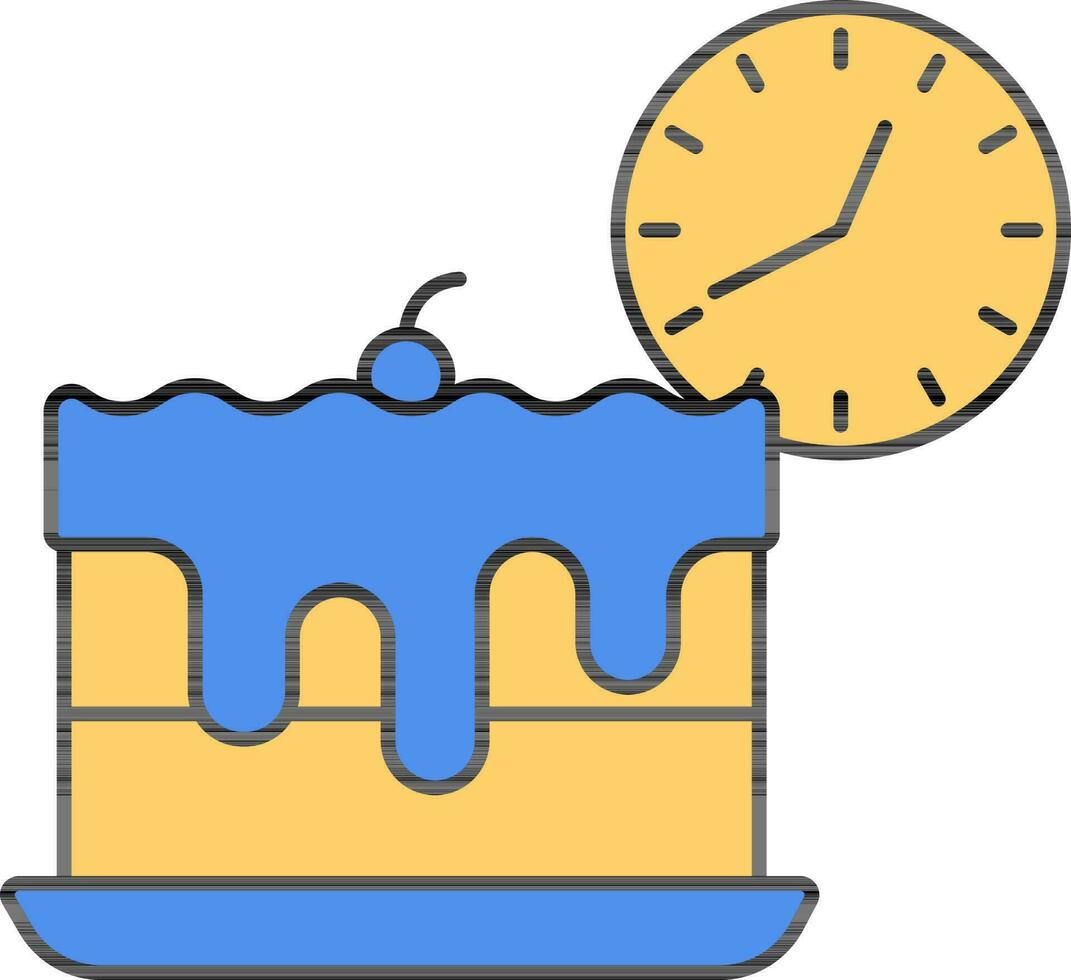 Lunch Time Icon In Blue And Yellow Color. vector