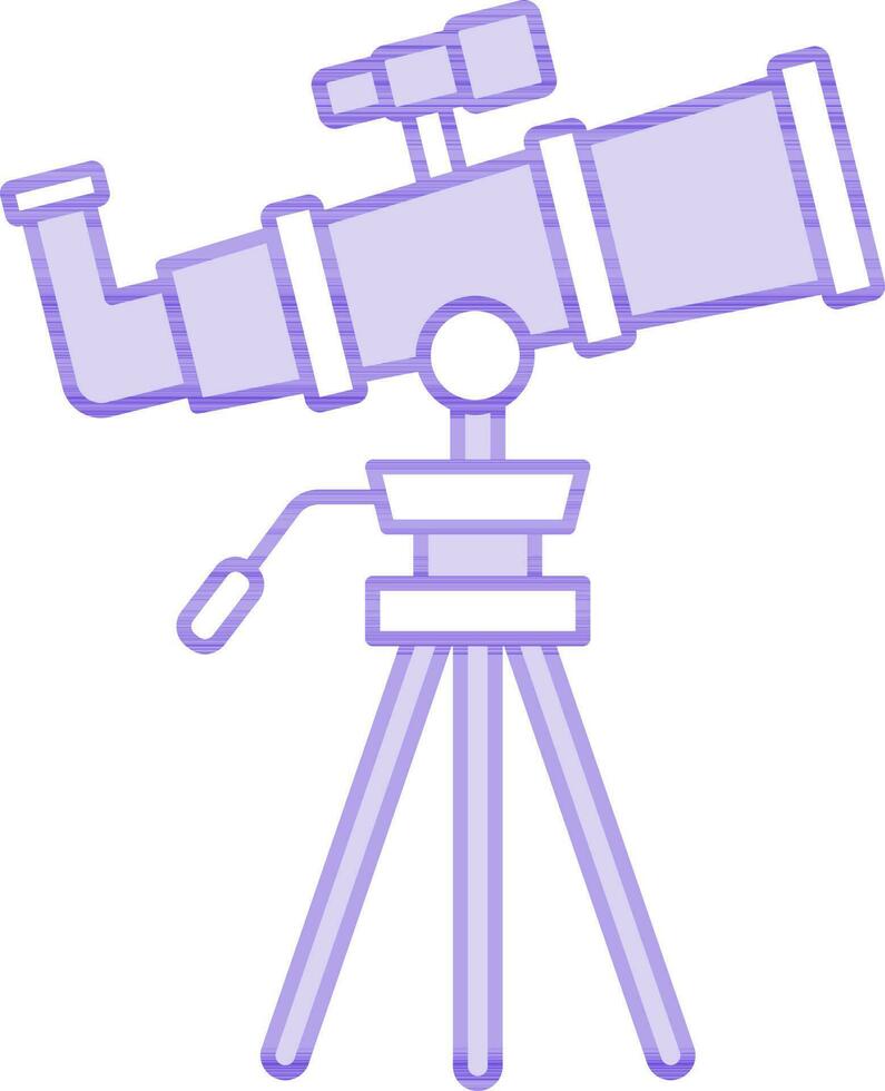 Illustration of Purple And White Color Telescope Icon in Flat Style. vector