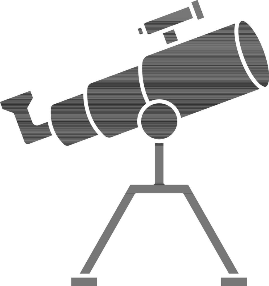 Isolated Black And White Color Telescope Icon in Flat Style. vector