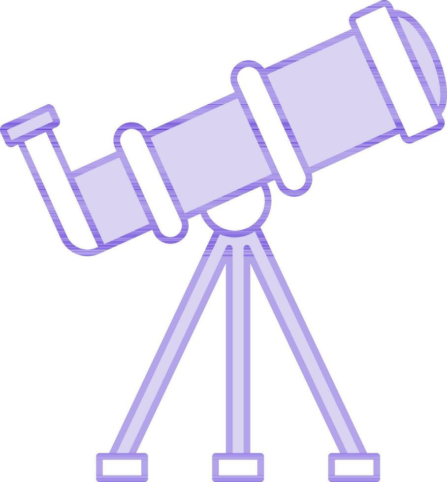 Isolated Purple And White Color Telescope Icon in Flat Style. vector