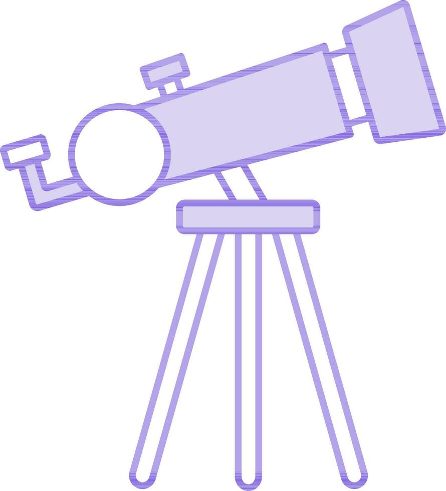 Isolated Purple And White Color Tripod Telescope Icon in Flat Style. vector
