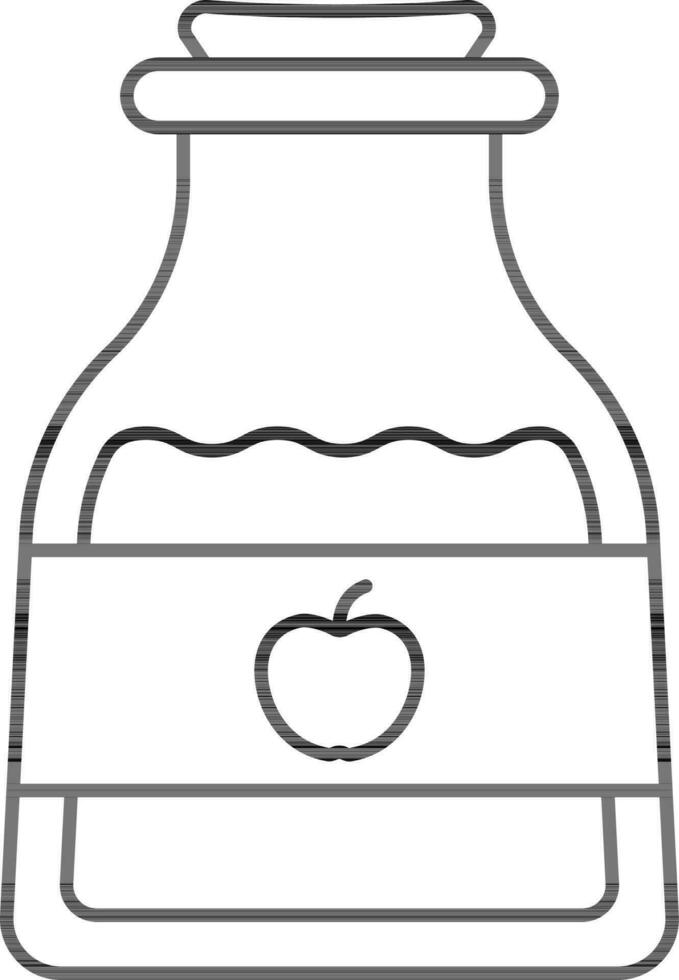 Apple Jam Bottle Icon In Line Art. vector