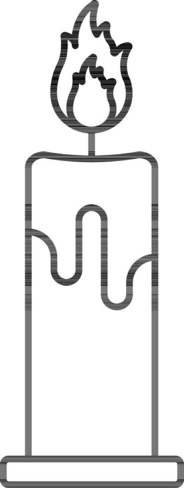 Burning Candle Icon In Line Art. vector