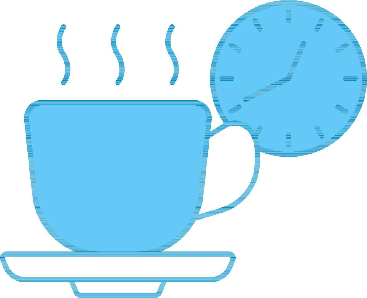 Tea Or Coffee Time Icon In Blue And White Color. vector