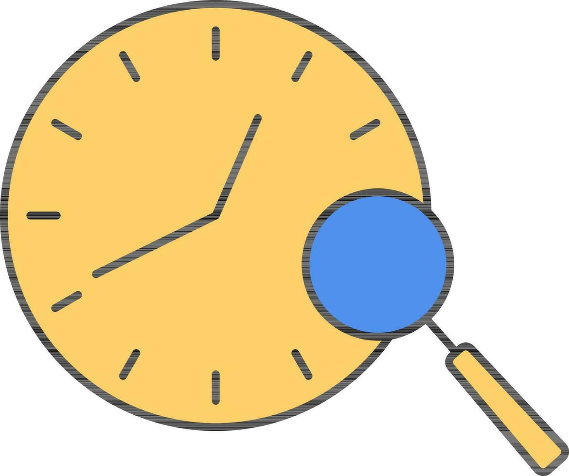 Search Time Icon In Blue And Yellow Color. vector
