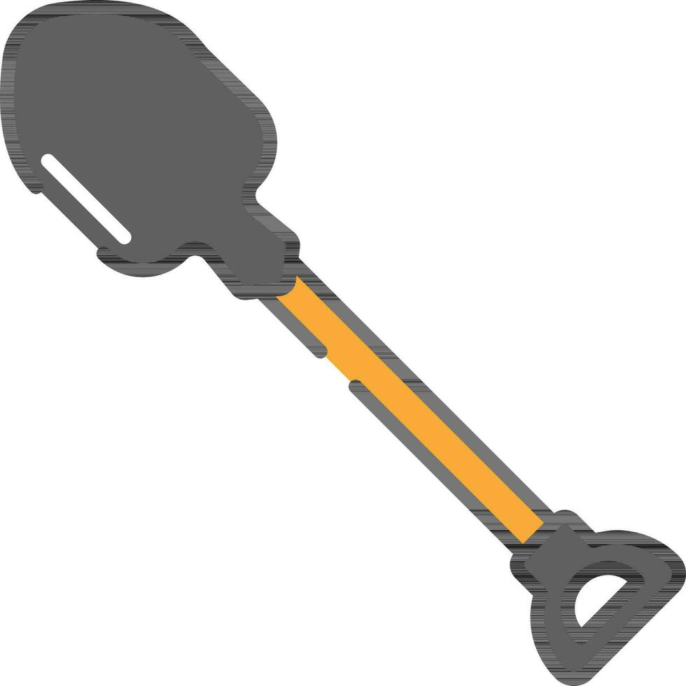 Grey And Orange Shovel Icon In Flat Style. vector