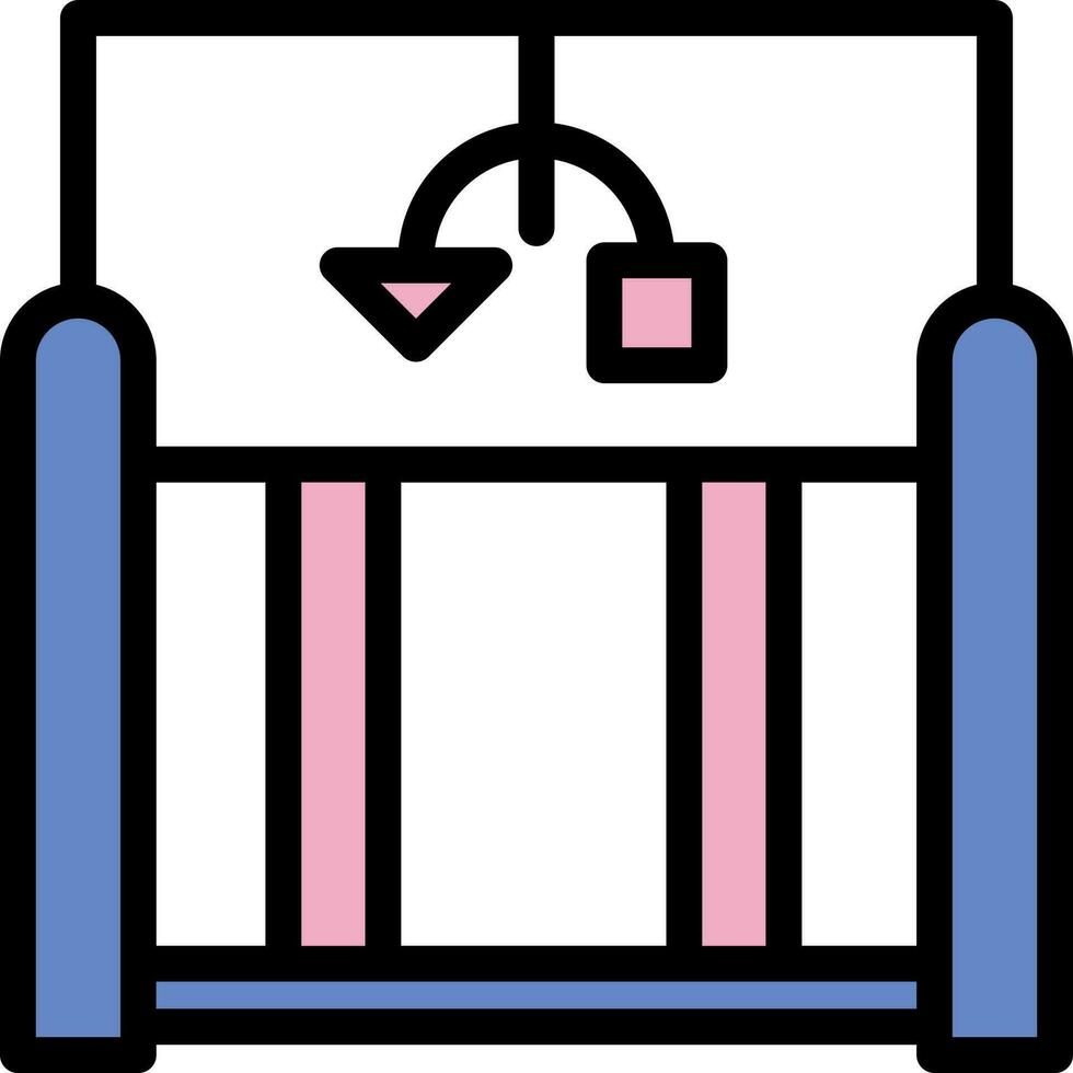 Crib Icon In Blue And Pink Color. vector