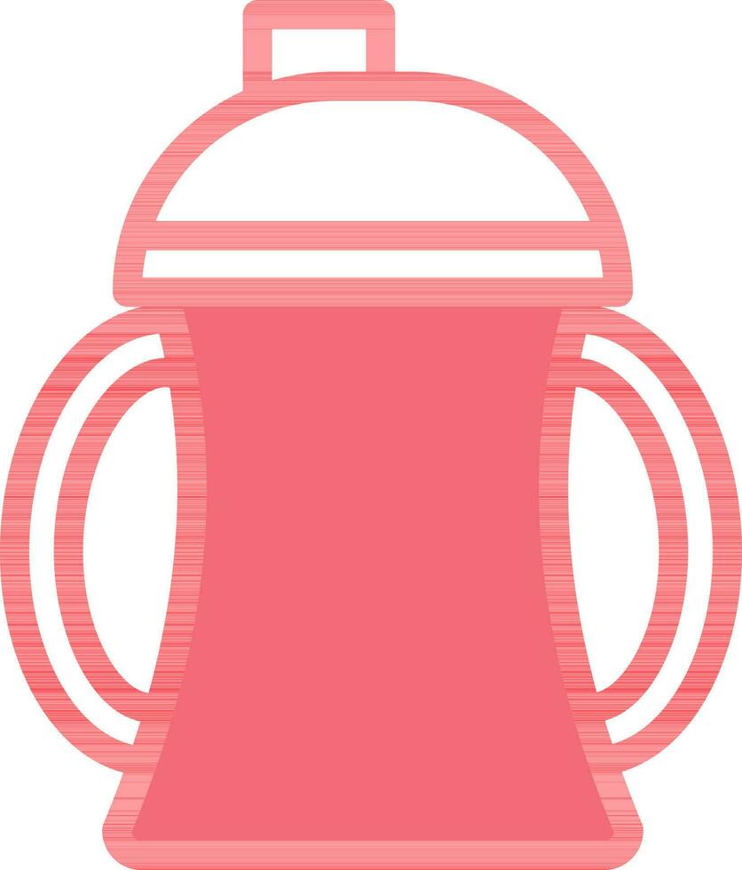 Sippy Cup Icon In Red And White Color. vector