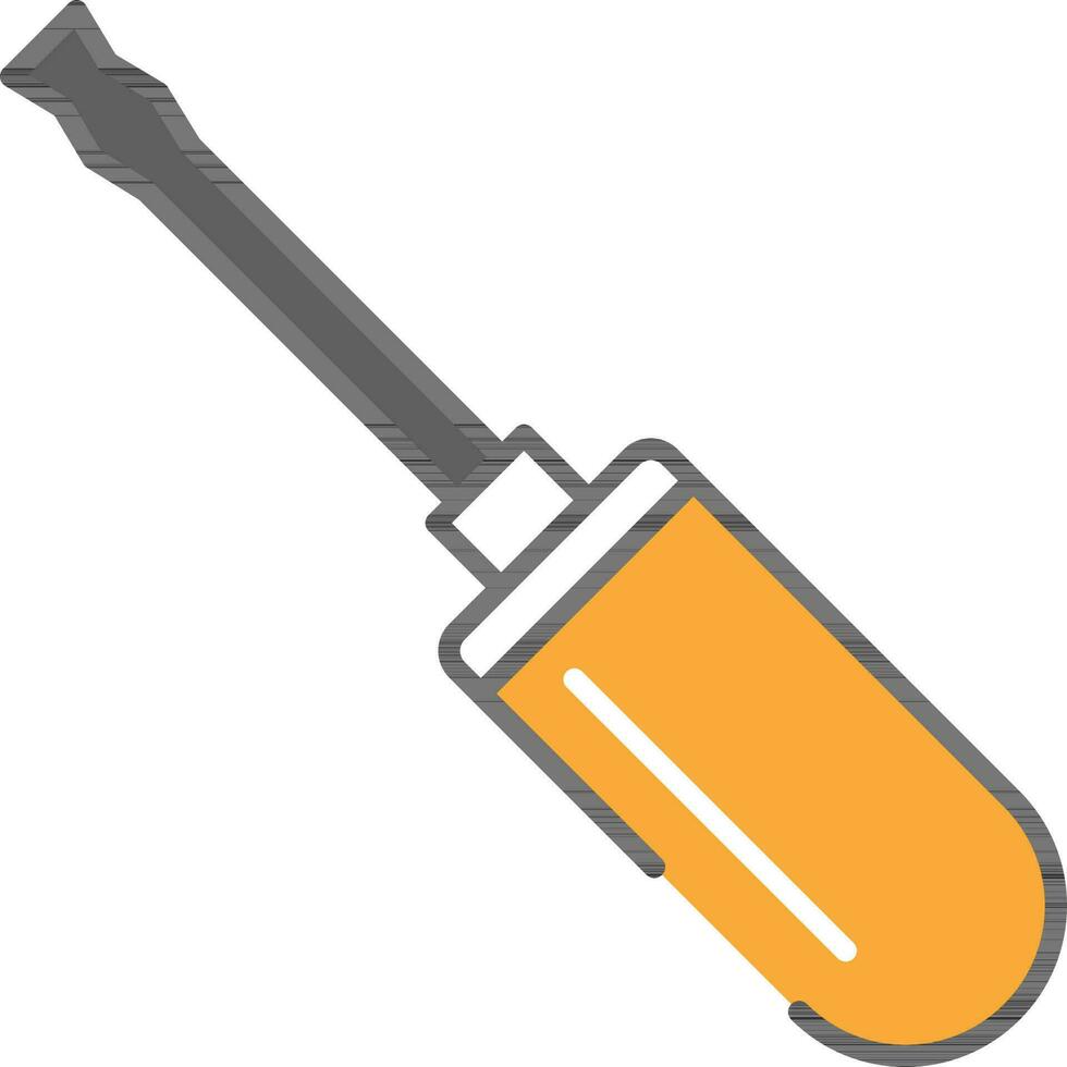 Flat Style Screwdriver Grey And Orange Icon. vector