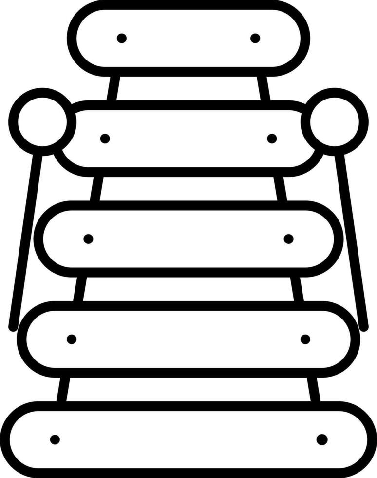 Black Line Art Xylophone Flat Icon. vector