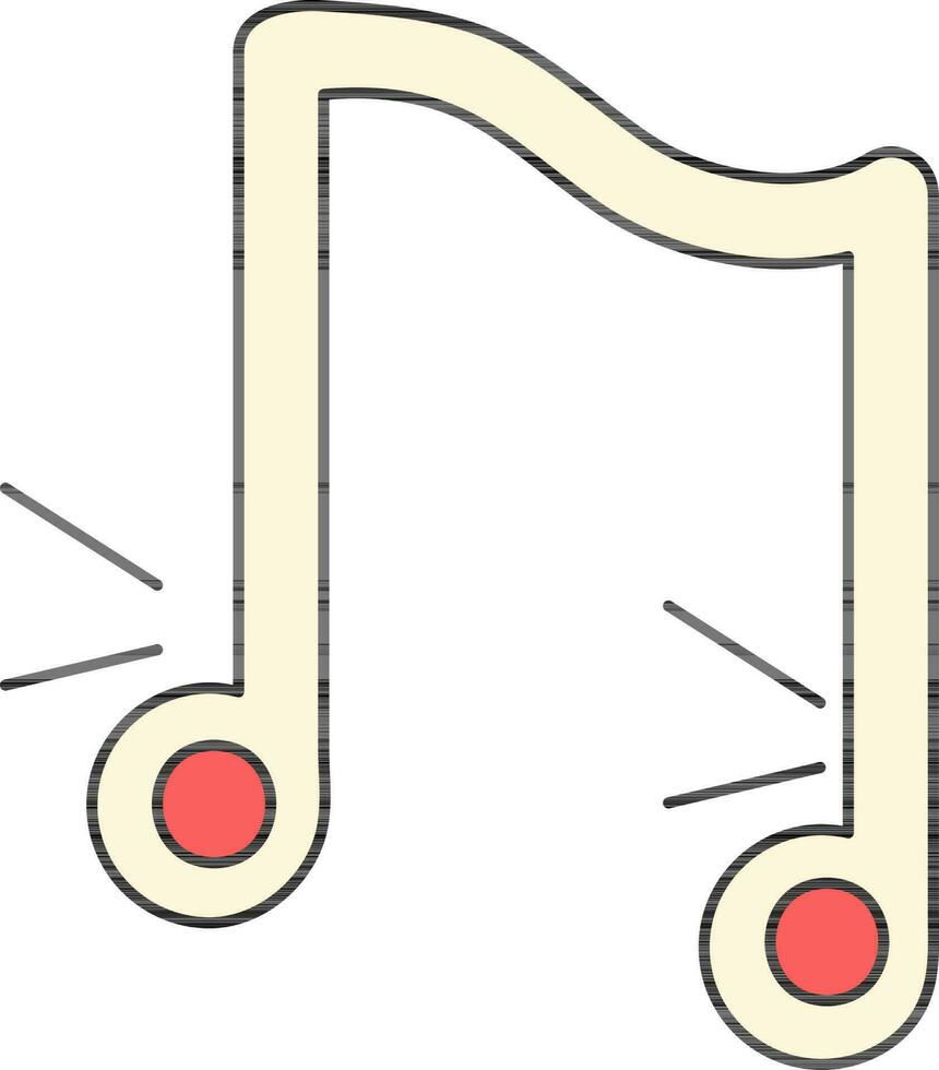 Music Note Icon or Symbol In Yellow Color. vector
