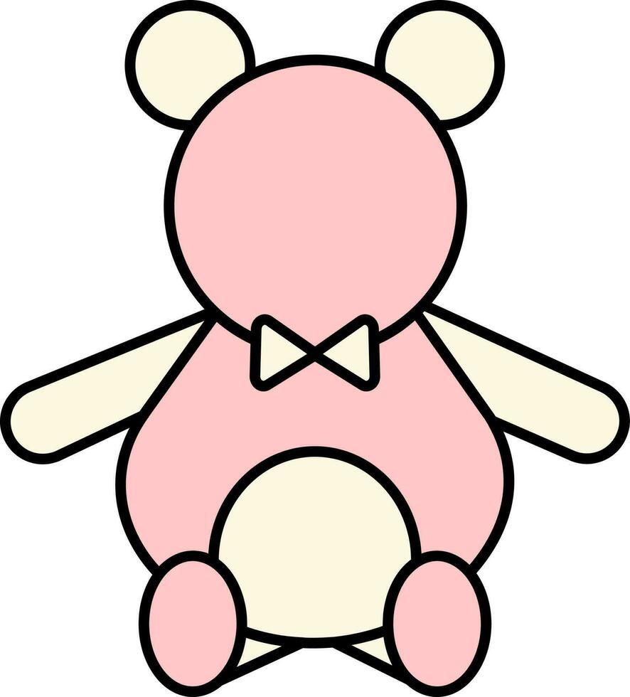 Teddy Bear Icon In Pink And Light Yellow Color. vector