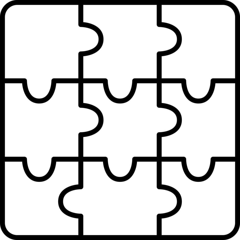 Jigsaw Puzzle Black Outline Icon In Flat Style. vector