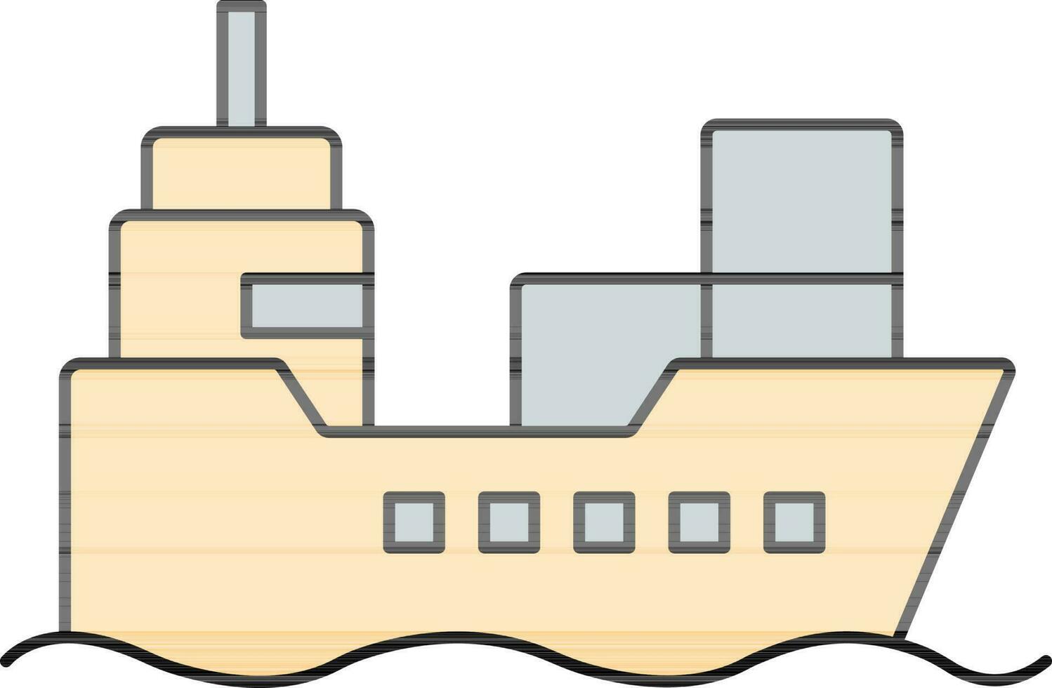 Cargo Ship Icon In Yellow And Gray Color. vector