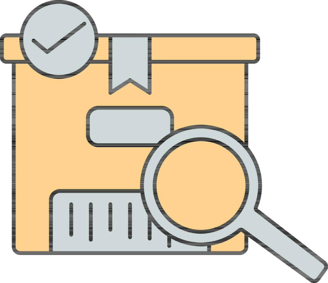 Searching Approve Parcel Icon In Gray And Yellow Color. vector