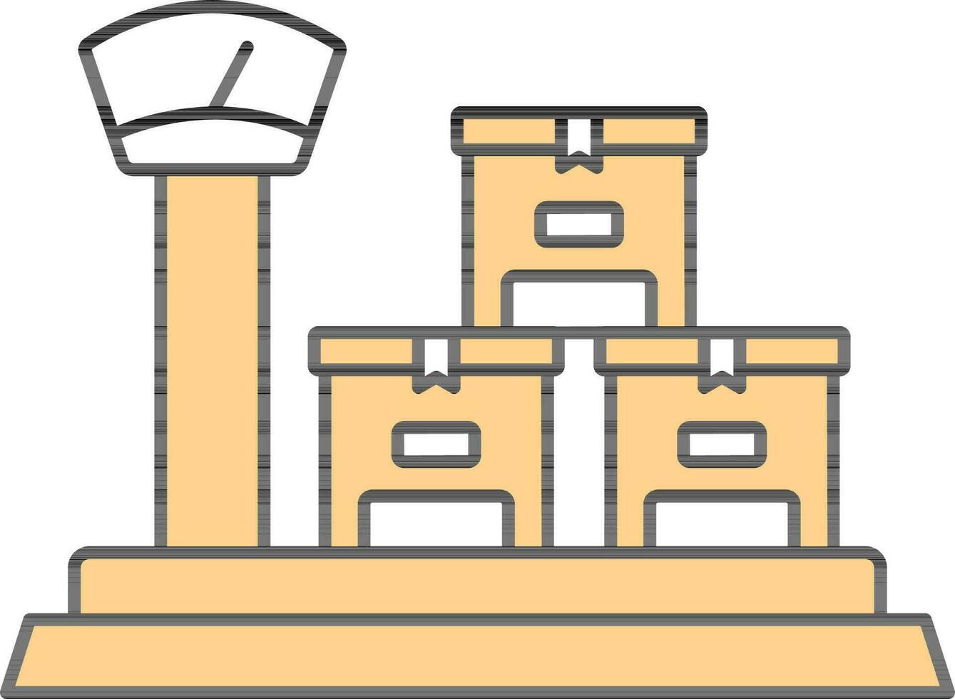 Weighing Goods Scale Icon In Yellow And White Color. vector