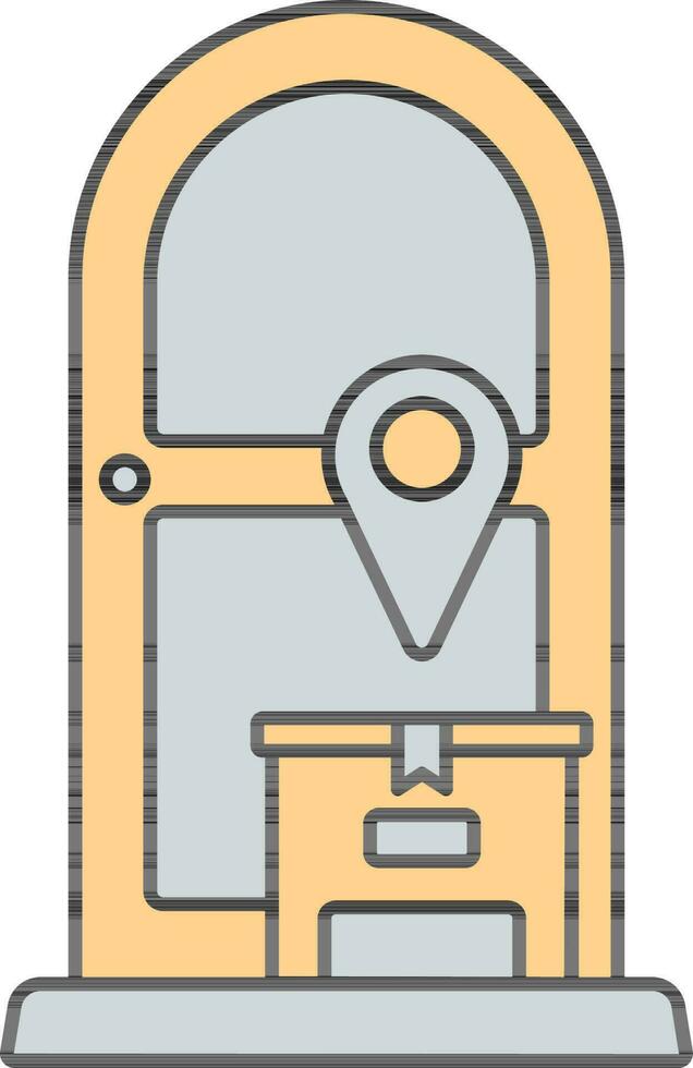 Doorstep Delivery Icon In Yellow And Gray Color. vector
