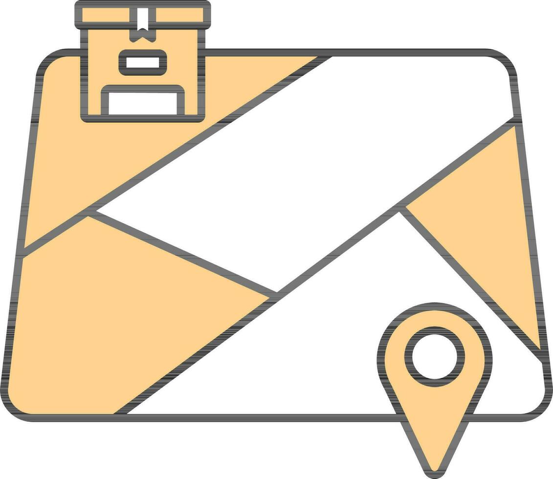 Parcel Tracking Location Icon In Yellow And White Color. vector