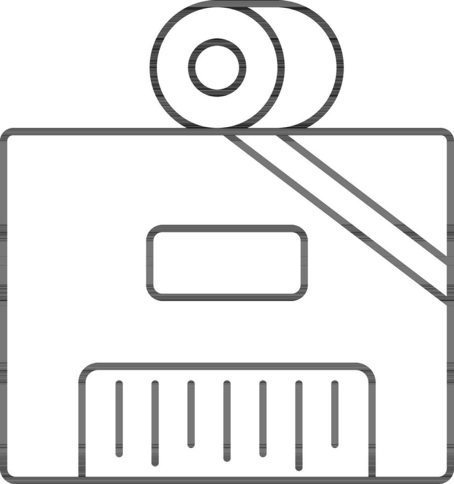 Parcel Packing Icon In Black Line Art. vector