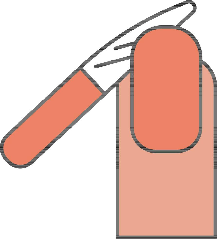 Red And White Nail Filing Icon Or Symbol. vector