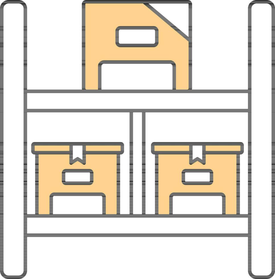 Parcel Rack Icon In Yellow And White Color. vector