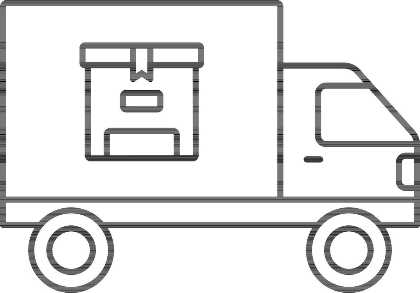 Parcel Delivery Truck Icon In Black Outline. vector