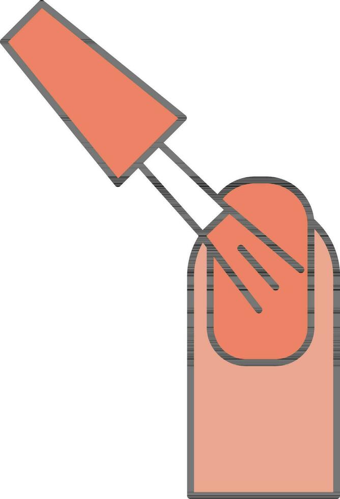 Applying Nail Paint Icon In Red And White Color. vector