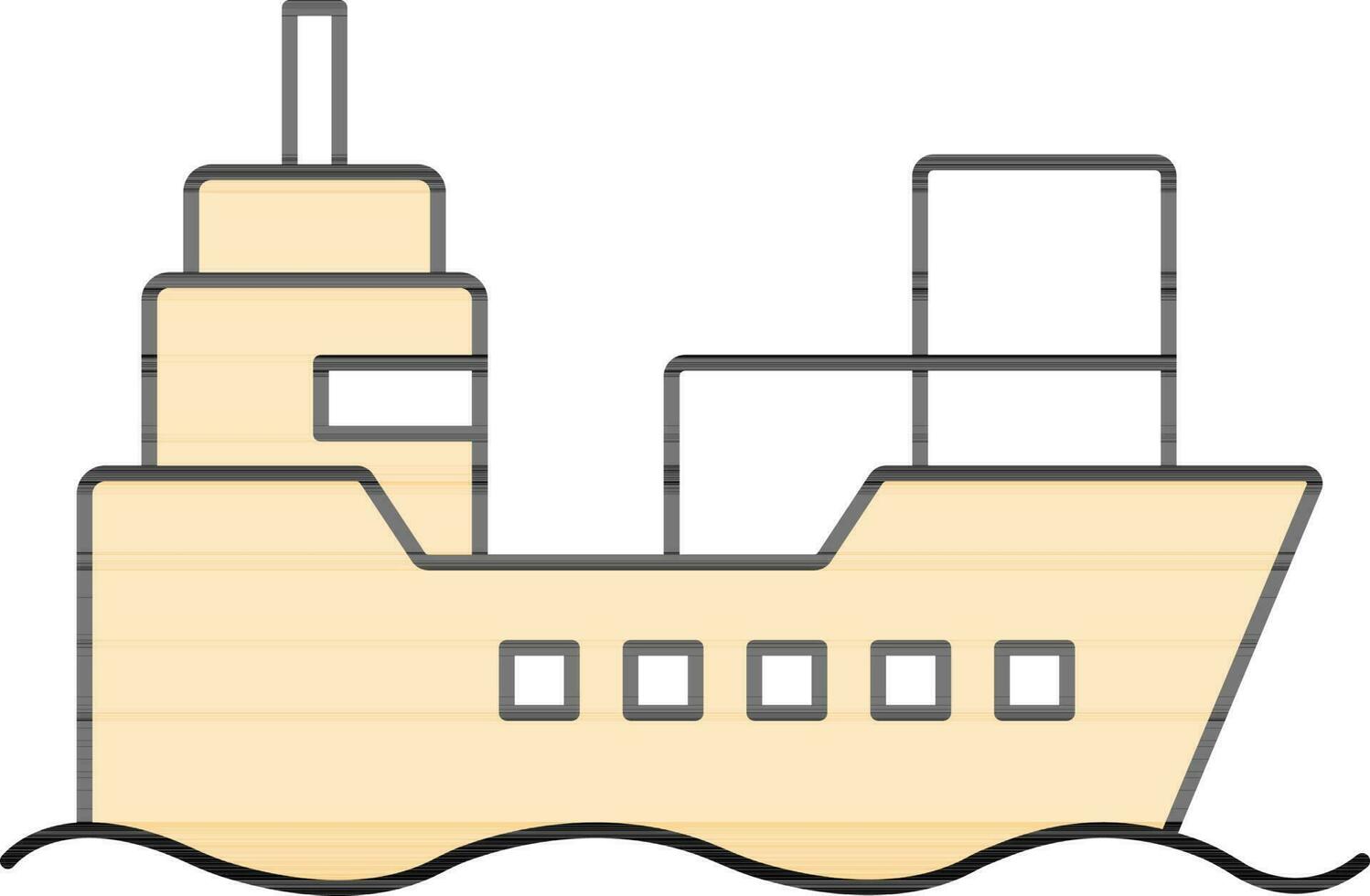Cargo Ship Icon In Yellow And White Color. vector