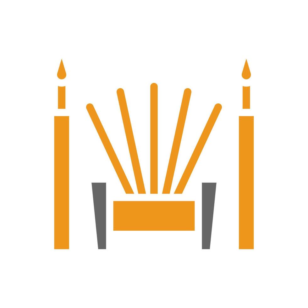 Incense icon solid style orange grey colour chinese new year symbol perfect. vector