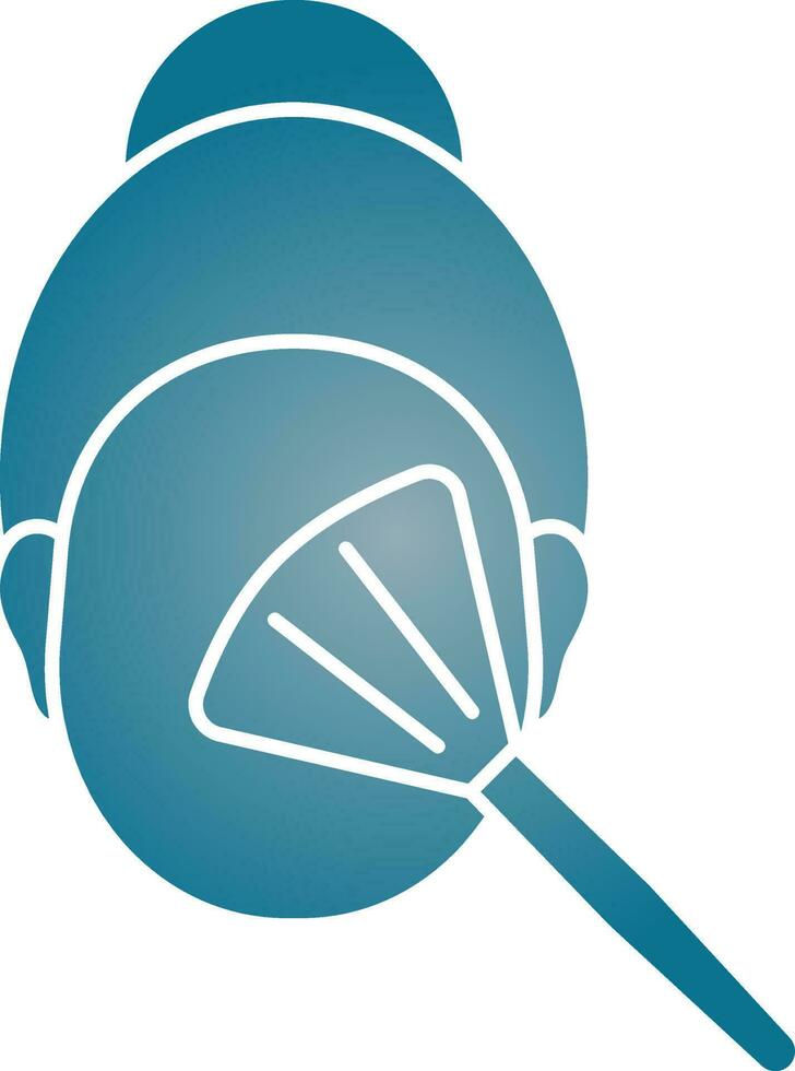 Applying Makeup On Face Icon In Blue Color. vector