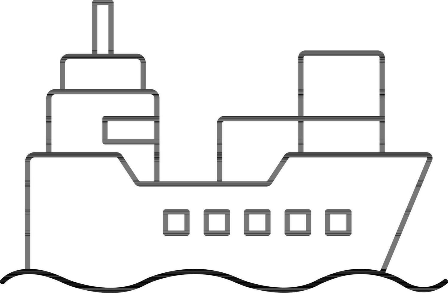 Cargo Ship Icon In Thin Line Art. vector