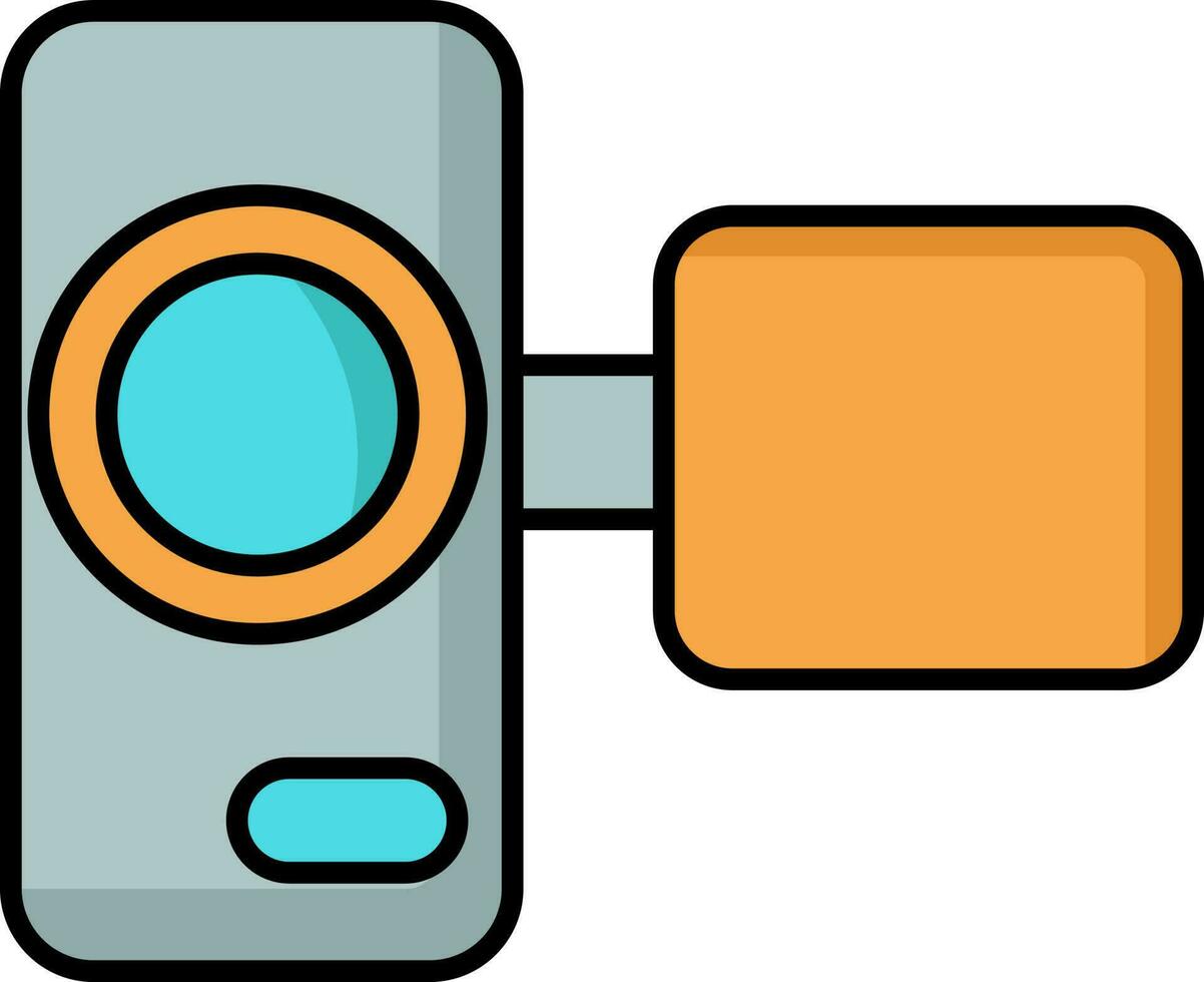 Isolated Handycam Flat Icon In Grey And Orange Color. vector