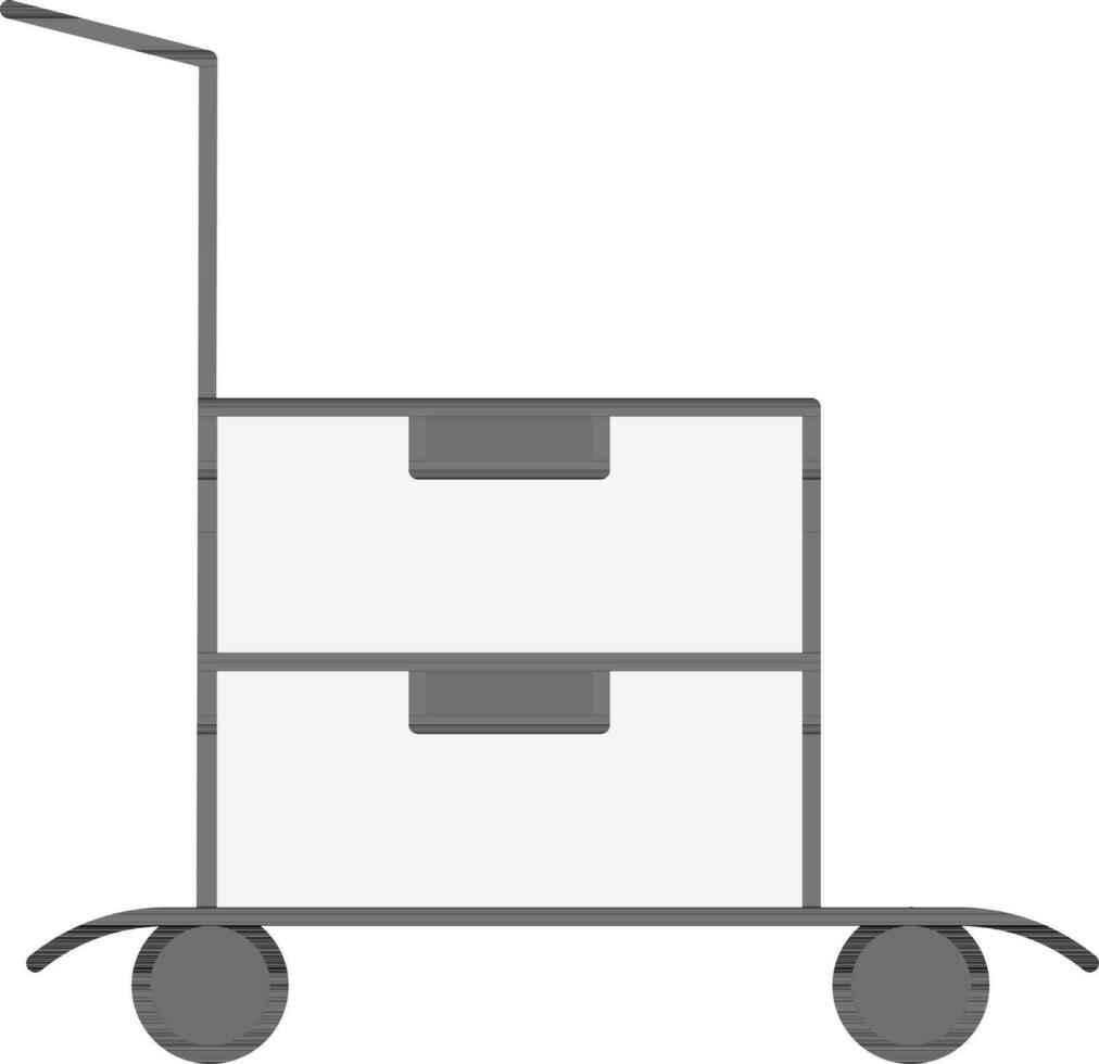 Illustration of Push Cart With Boxes Or Bags Icon In Flat Style. vector