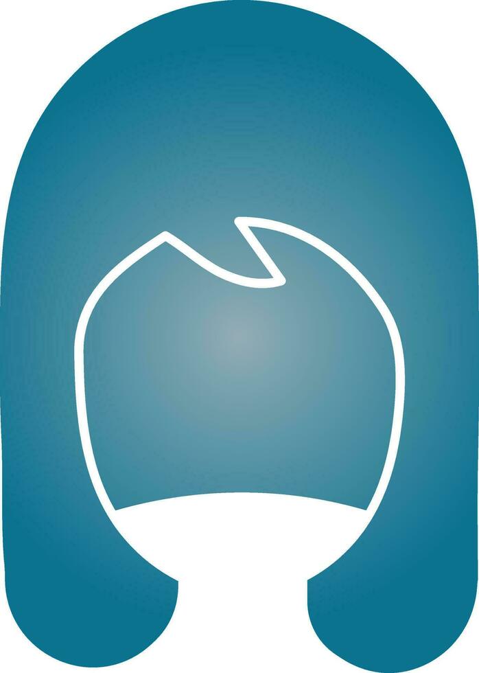 Female Hair Wig Icon Or Symbol In Blue Color. vector