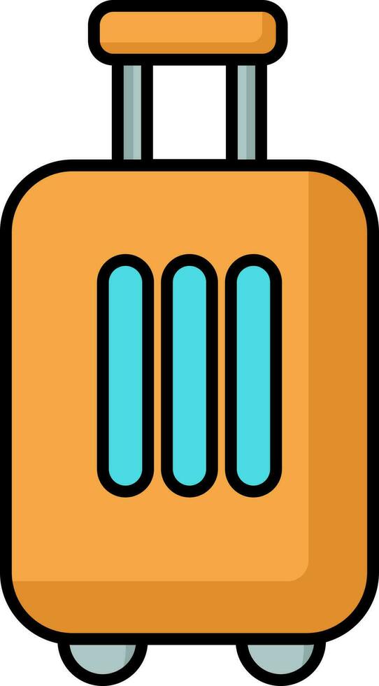 Trolley Suitcase Flat Icon In Orange And Blue Color. vector